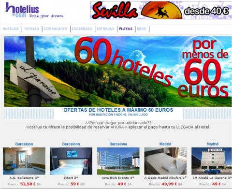 Ofertas de 60 euros por noche en 60 hoteles diferentes